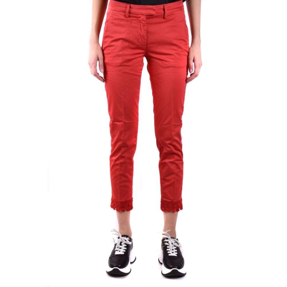 Dondup Lace Trim Ankle Pants Women red Trousers
